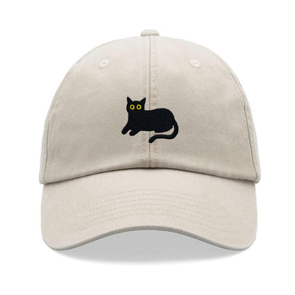 Black Cat Lying Down Baseball Cap Vintage Washed Cotton Unisex Dad Hat Adjustable Funny Faded Sports Sun Summer Holiday Funny Cat Lady Man