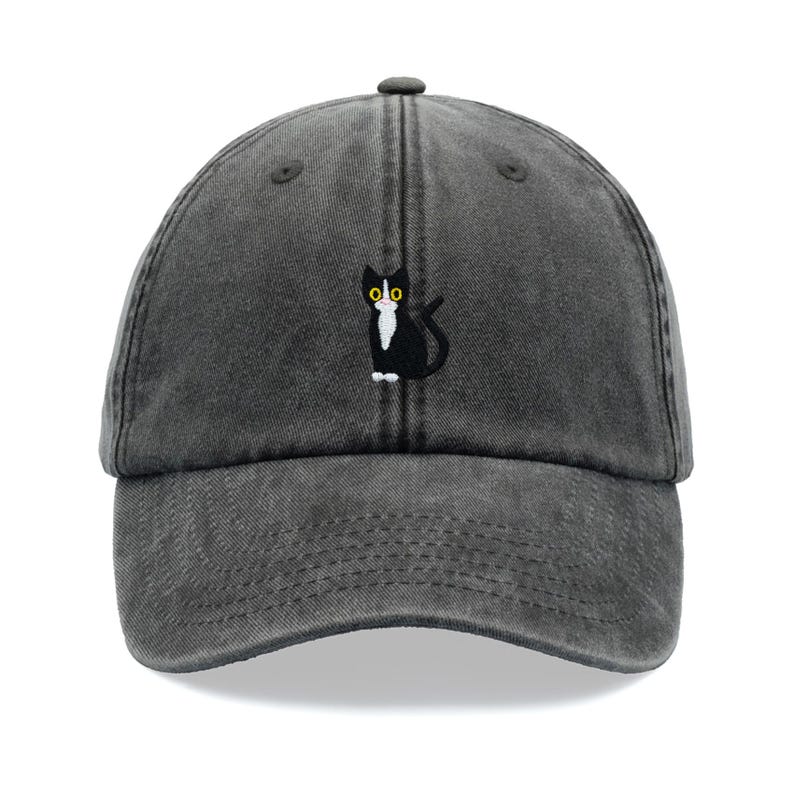 Black & White Tuxedo Cat Baseball Cap Vintage Washed Cotton Unisex Dad Hat Adjustable Funny Faded Sports Sun Summer Holiday Cat Lady Man