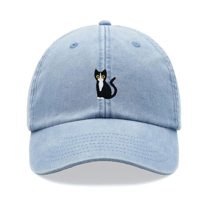 Black & White Tuxedo Cat Baseball Cap Vintage Washed Cotton Unisex Dad Hat Adjustable Funny Faded Sports Sun Summer Holiday Cat Lady Man