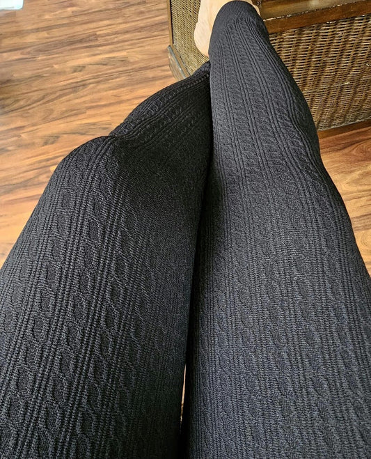 Fleece Lined Comfy Fit Textured Leggings: High Waist Ultra Soft Everyday Leggings