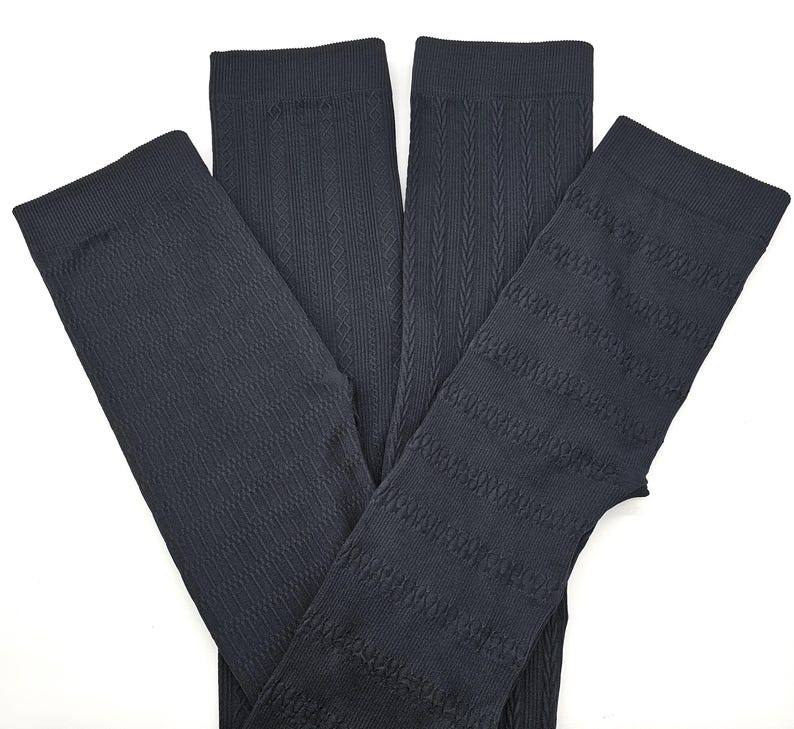 Textured Fleece Lined Winter Leggings: High Waist Seamless Assorted Black Pattern