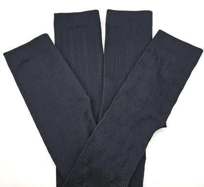 Textured Fleece Lined Winter Leggings: High Waist Seamless Assorted Black Pattern