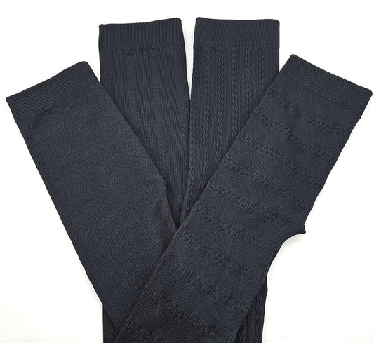 Textured Fleece Lined Winter Leggings: High Waist Seamless Assorted Black Pattern