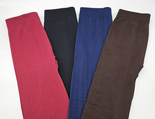 Fleece Lined Comfy Fit Textured Leggings: High Waist Ultra Soft Everyday Leggings