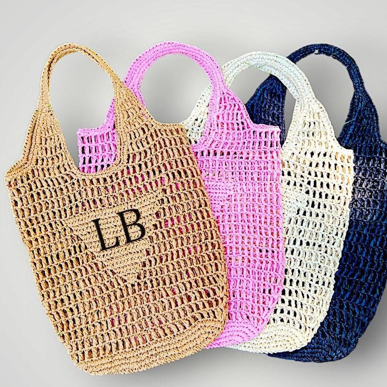 Personalized Straw Beach Bag Tote: Spring Break Bag, Beach Bachelorette Party Favor Girls Trip Idea