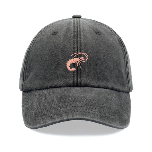 Shrimp Baseball Cap Vintage Washed Unisex Dad Hat Adjustable Funny Faded Sports Sun Fathers Day Fishing Fisherman Prawn Funny