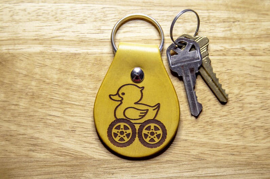 Rubber Ducky 4 Wheel Drive Leather Keychain