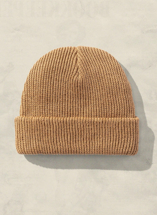 Winter Beanie Hat Unisex Minimalist Cold Weather Earthy Colors Cotton Fall Fashion Headwear Daily Wear Ribbed Knit Coffee Shop Casual