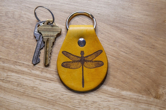 Dragonfly Leather Keychain