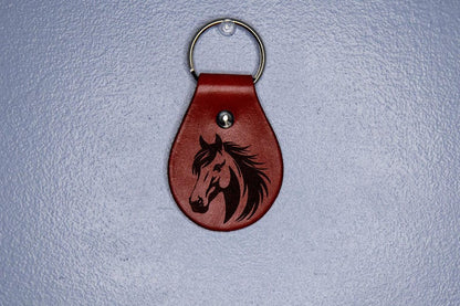 Horse Head Leather Keychain