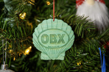OBX Outer Banks Seashell Wood Ornament