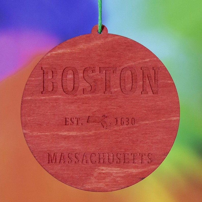 Boston Massachusetts 1630 Wood Ornament