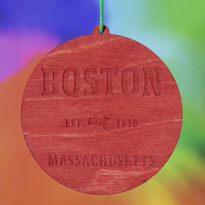 Boston Massachusetts 1630 Wood Ornament