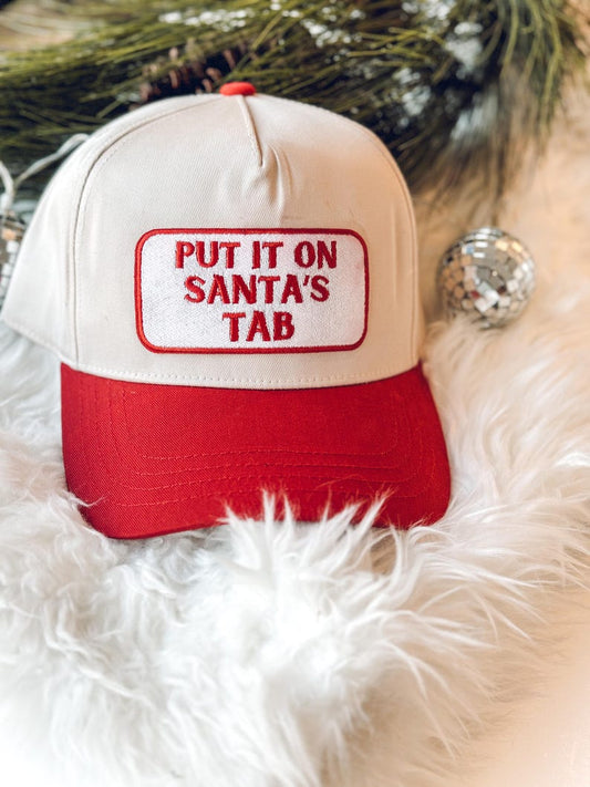 Santa's Tab Trucker Hat: Embroidered Patch, Funny Christmas Hat
