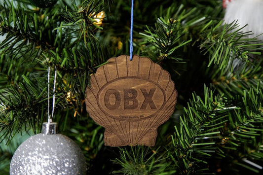 OBX Outer Banks Seashell Wood Ornament