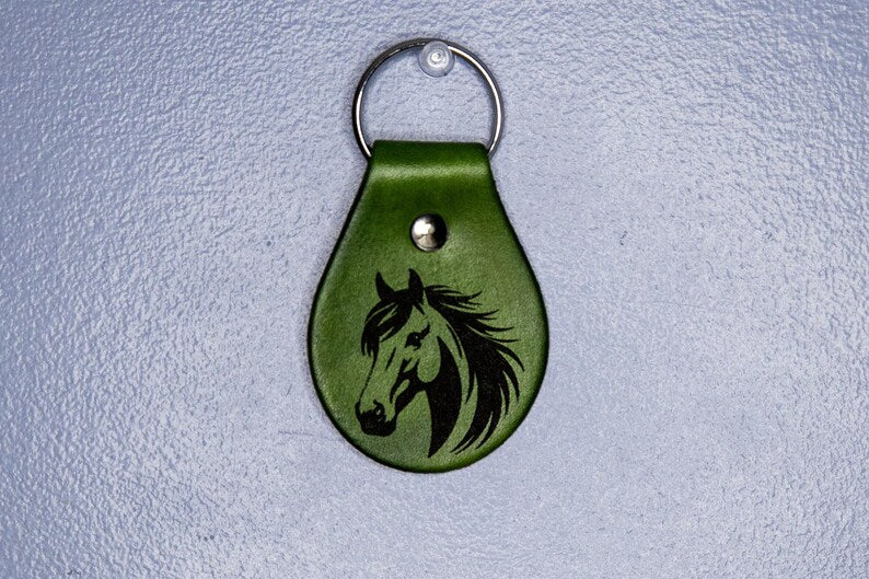 Horse Head Leather Keychain
