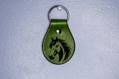 Horse Head Leather Keychain