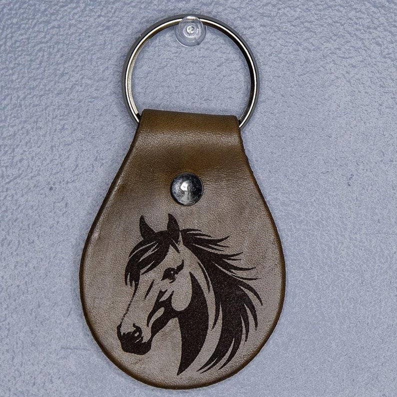 Horse Head Leather Keychain
