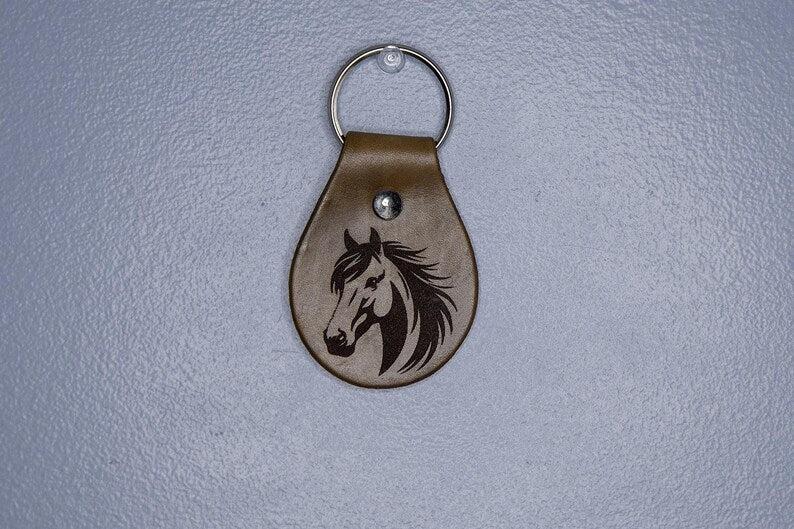Horse Head Leather Keychain