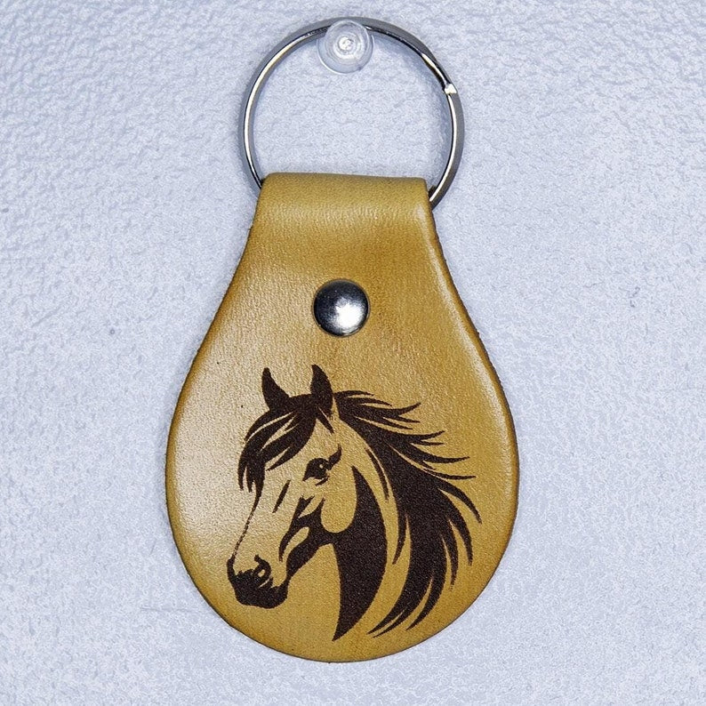 Horse Head Leather Keychain