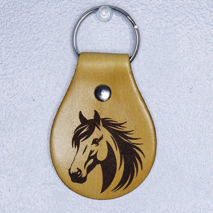 Horse Head Leather Keychain
