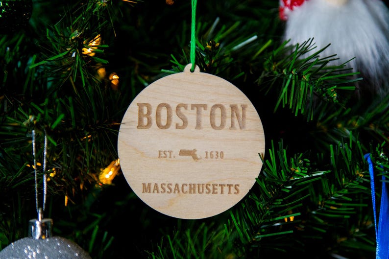 Boston Massachusetts 1630 Wood Ornament