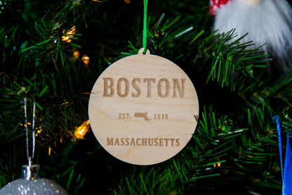 Boston Massachusetts 1630 Wood Ornament