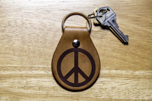 Leather Peace Sign Keychain
