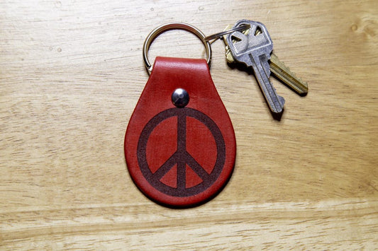 Leather Peace Sign Keychain