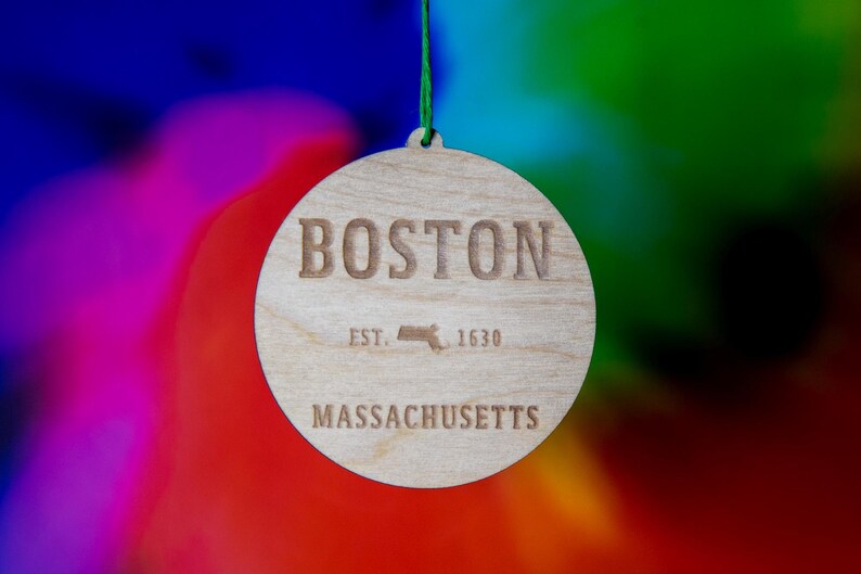 Boston Massachusetts 1630 Wood Ornament