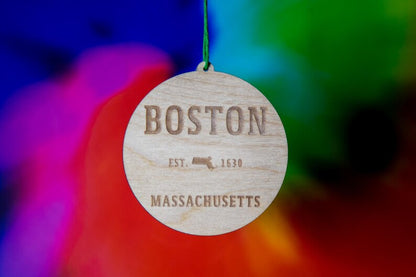 Boston Massachusetts 1630 Wood Ornament