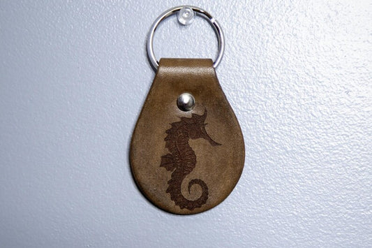 Seahorse Leather Keychain