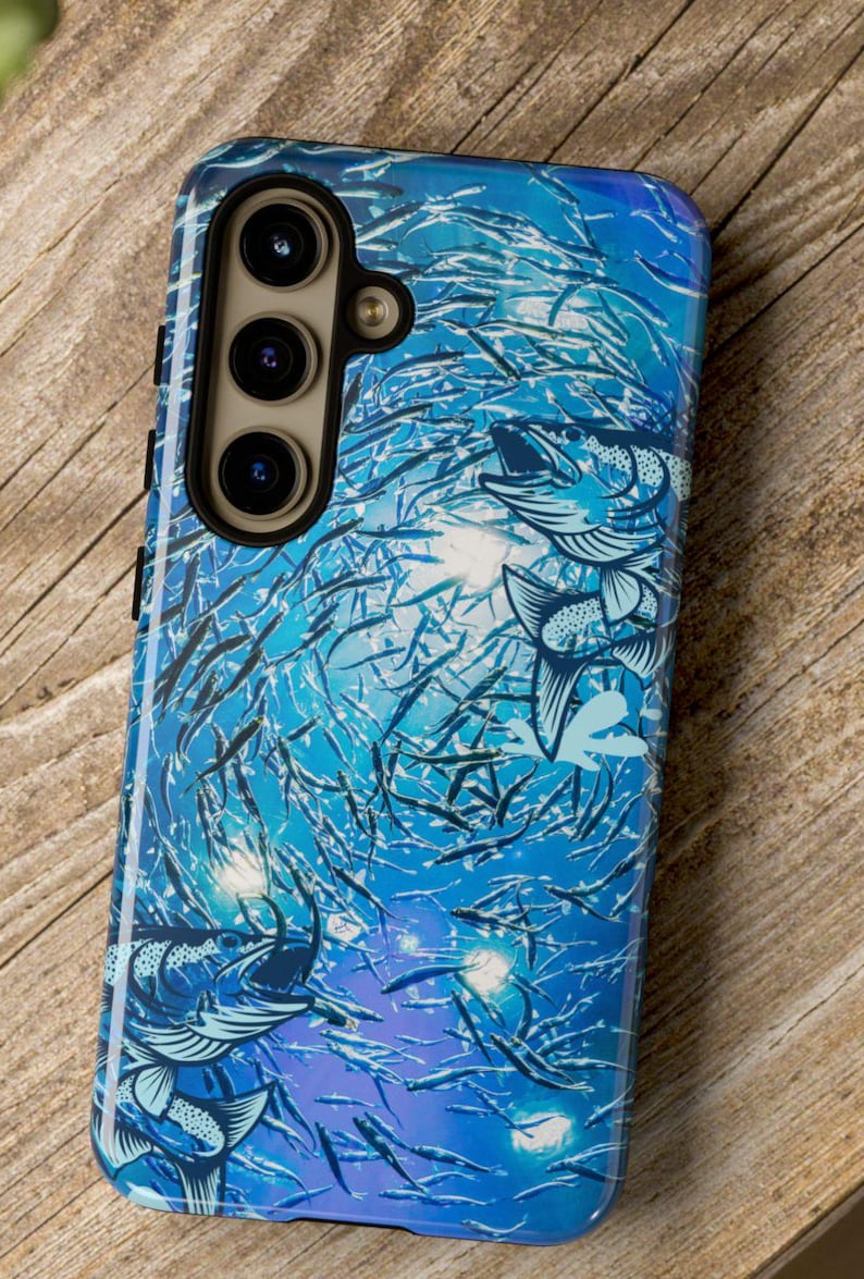 Ocean Blue Fishing Lure Phone Case – Nautical Swirl Design