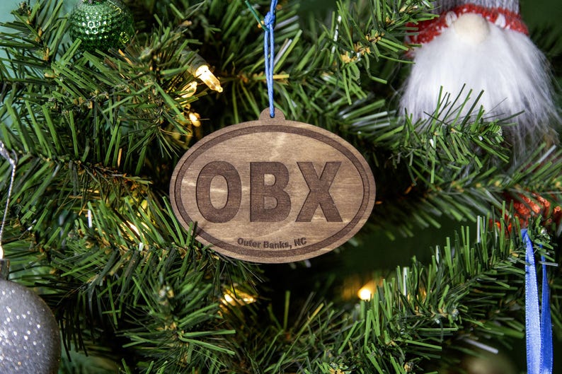 Custom OBX Outer Banks with 2025 on back Wood Ornament