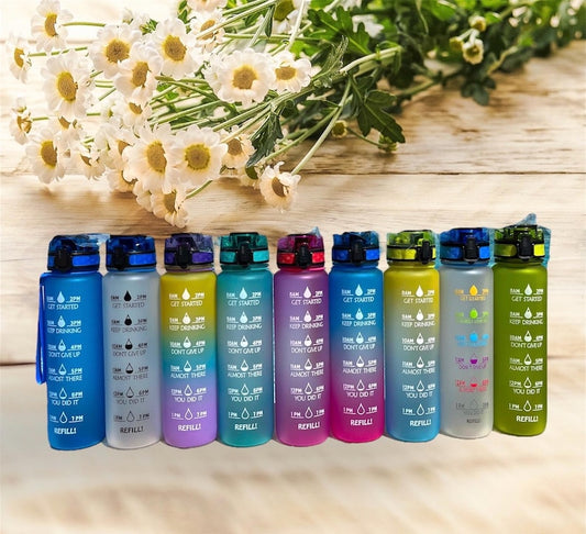 32oz Leakproof Time Marker Motivational Sport Water Bottle