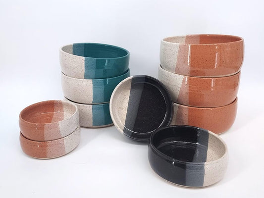 Three Tone Food or Water Handmade Ceramic Dog Bowl | Pottery | Dog Feeder | Dog Dish
