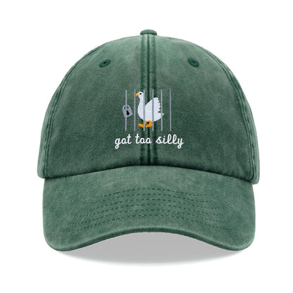 Goose Got Too Silly Baseball Cap Vintage Washed Unisex Dad Hat Adjustable Faded Sports Sun Summer Holiday Bird Watcher Farmer Funny Joke