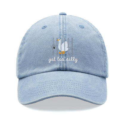 Goose Got Too Silly Baseball Cap Vintage Washed Unisex Dad Hat Adjustable Faded Sports Sun Summer Holiday Bird Watcher Farmer Funny Joke