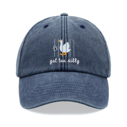 Goose Got Too Silly Baseball Cap Vintage Washed Unisex Dad Hat Adjustable Faded Sports Sun Summer Holiday Bird Watcher Farmer Funny Joke