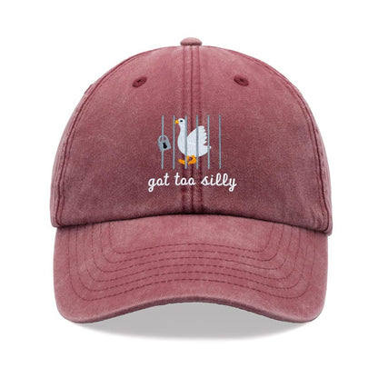 Goose Got Too Silly Baseball Cap Vintage Washed Unisex Dad Hat Adjustable Faded Sports Sun Summer Holiday Bird Watcher Farmer Funny Joke