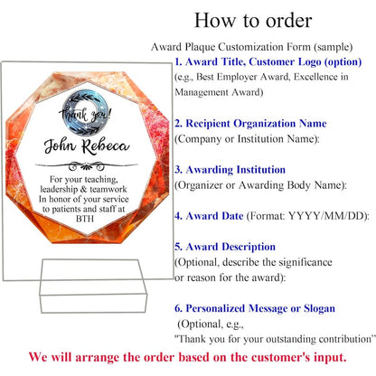 Personalized Employee Award, Retirement Appreciation, for Manager, Staff, Retirement Award Custom Award Plaque 6x8,4x6 inch , Thank you