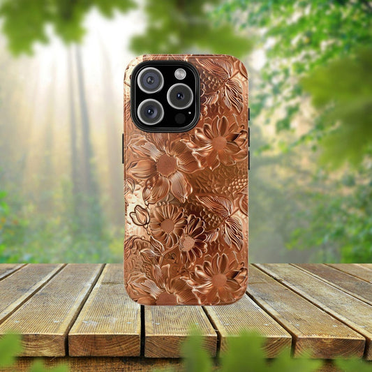 Floral Print iPhone Samsung Tough Case, Cottagecore Flower Phone Case, Cute Cover iPhone 16 15 14 13 12 11 Pro Max, Phone Accessory Gift