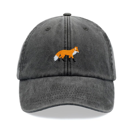 Fox Baseball Cap Vintage Washed Unisex Dad Hat Adjustable Faded Sports Sun Summer Beach Holiday Funny Animal Gardening