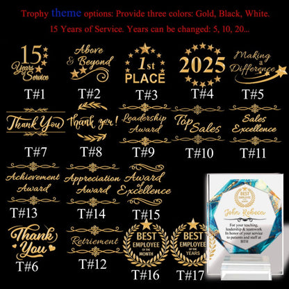 Personalized Employee Award, Retirement Appreciation, for Manager, Staff, Retirement Award Custom Award Plaque 6x8,4x6 inch , Thank you
