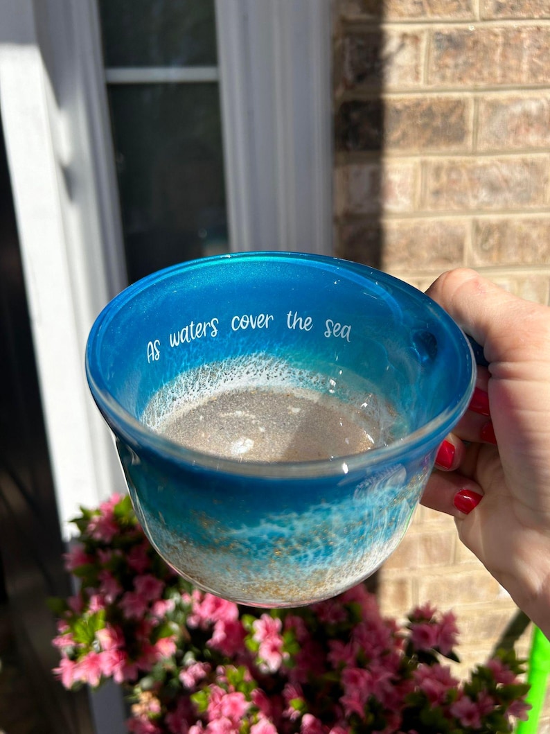 Beach Glass Coffee Mug with Real Sand | Coastal Iced Coffee Cup | Ocean Lover Gift | Beach House Decor | Functional Art