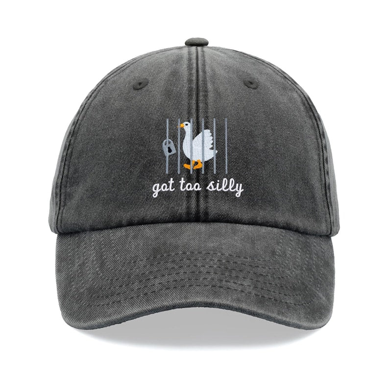 Goose Got Too Silly Baseball Cap Vintage Washed Unisex Dad Hat Adjustable Faded Sports Sun Summer Holiday Bird Watcher Farmer Funny Joke