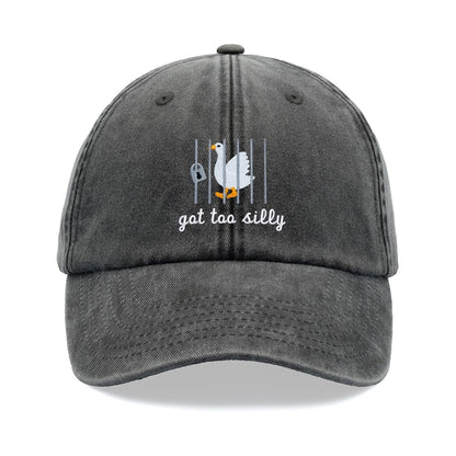 Goose Got Too Silly Baseball Cap Vintage Washed Unisex Dad Hat Adjustable Faded Sports Sun Summer Holiday Bird Watcher Farmer Funny Joke