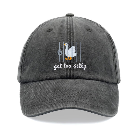 Goose Got Too Silly Baseball Cap Vintage Washed Unisex Dad Hat Adjustable Faded Sports Sun Summer Holiday Bird Watcher Farmer Funny Joke