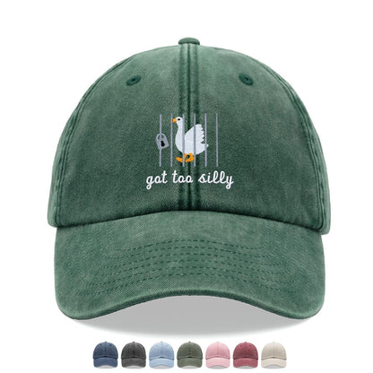 Goose Got Too Silly Baseball Cap Vintage Washed Unisex Dad Hat Adjustable Faded Sports Sun Summer Holiday Bird Watcher Farmer Funny Joke