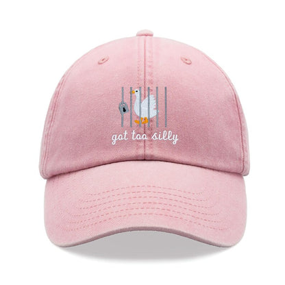 Goose Got Too Silly Baseball Cap Vintage Washed Unisex Dad Hat Adjustable Faded Sports Sun Summer Holiday Bird Watcher Farmer Funny Joke